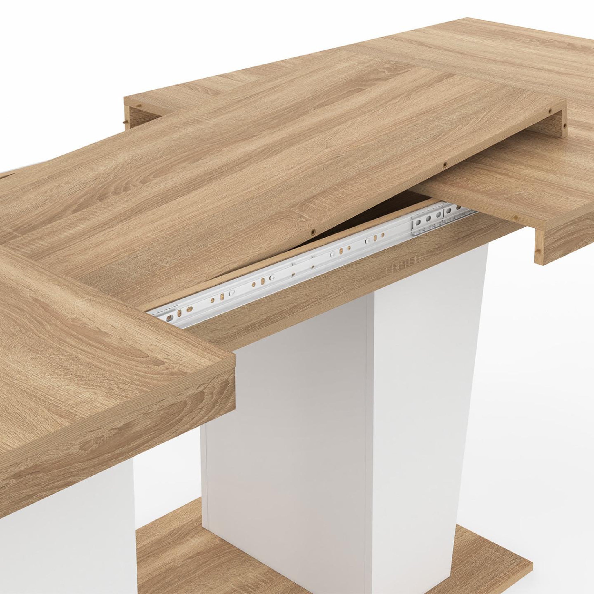 Voir la diapositive 6 : ID MARKET Table à manger extensible rectangle eliad 8-12 personnes bois et blanc 200-250 cm
