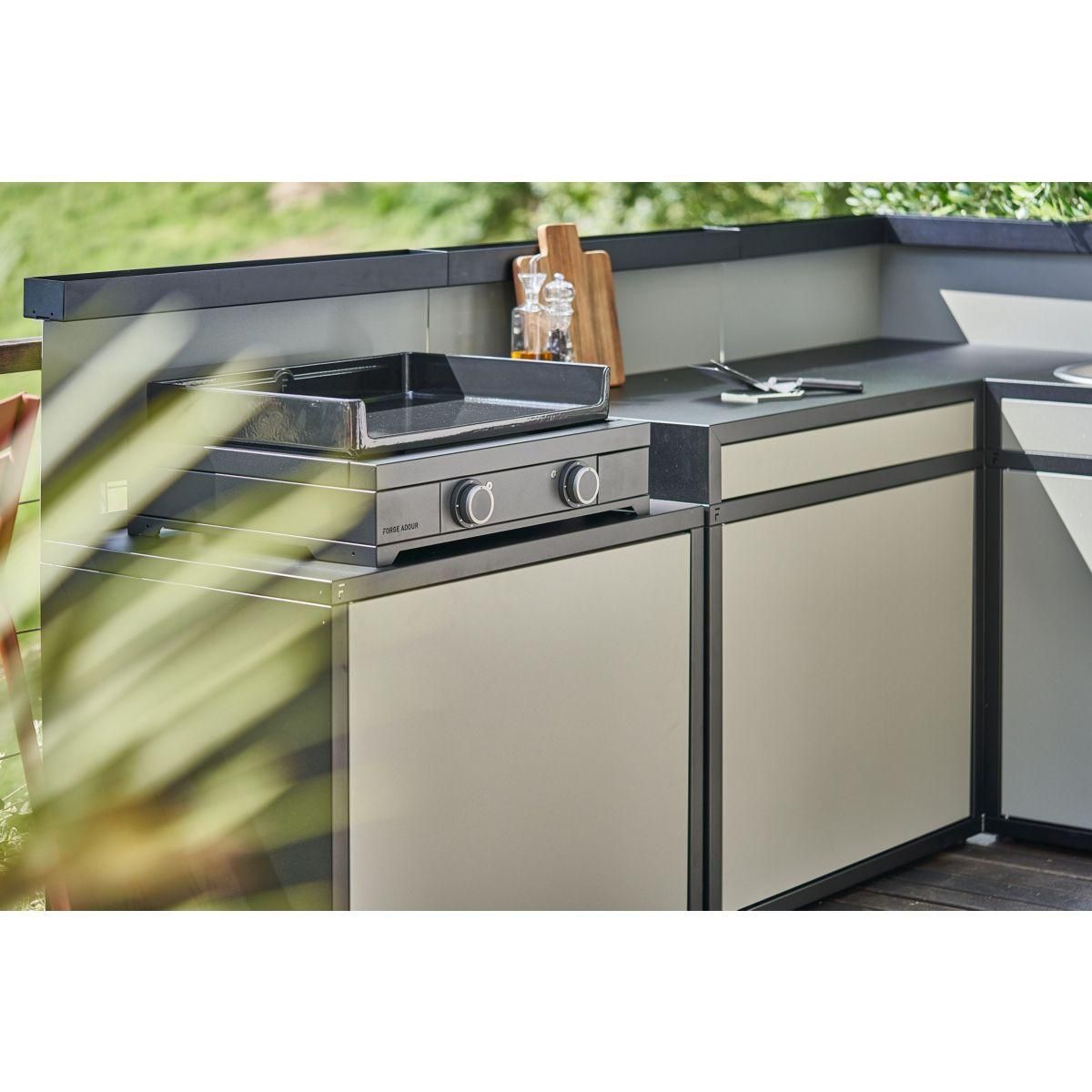 FORGE ADOUR Plancha électrique Modern E 60 A N noir 2 brûleurs à poser 65.5x39.5 cm