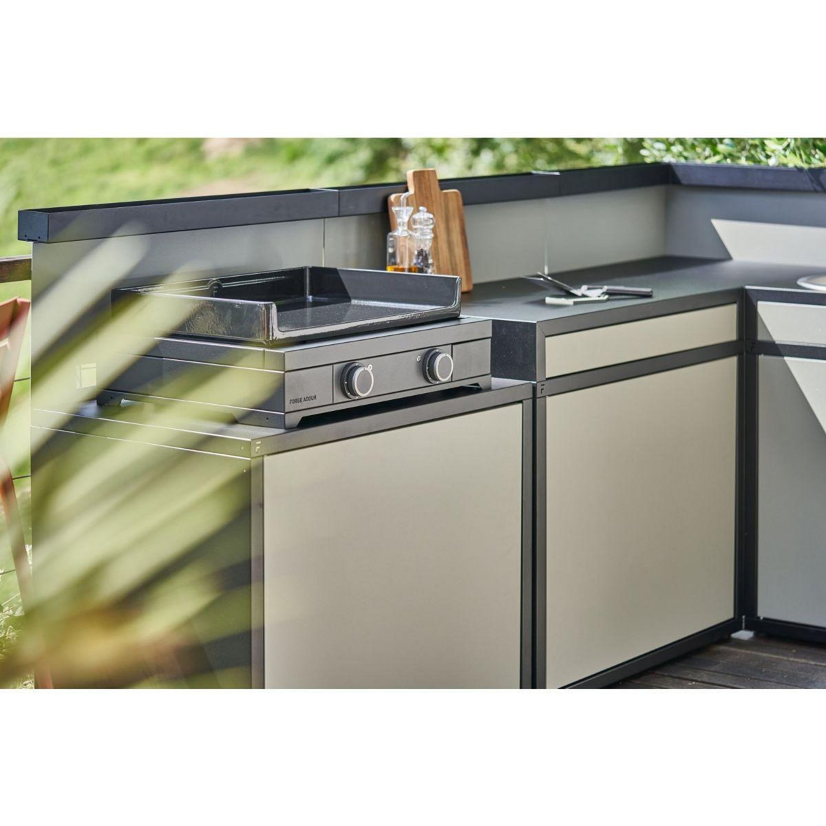 FORGE ADOUR Plancha électrique Modern E 60 A N noir 2 brûleurs à poser 65.5x39.5 cm