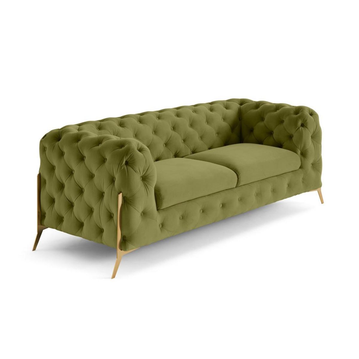LISA DESIGN Camden - canapé 3 places chesterfield en velours - pieds en métal doré