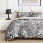 Home collection Parure housse de couette 100 % coton 57 fils Silverel. Coloris disponibles : Gris