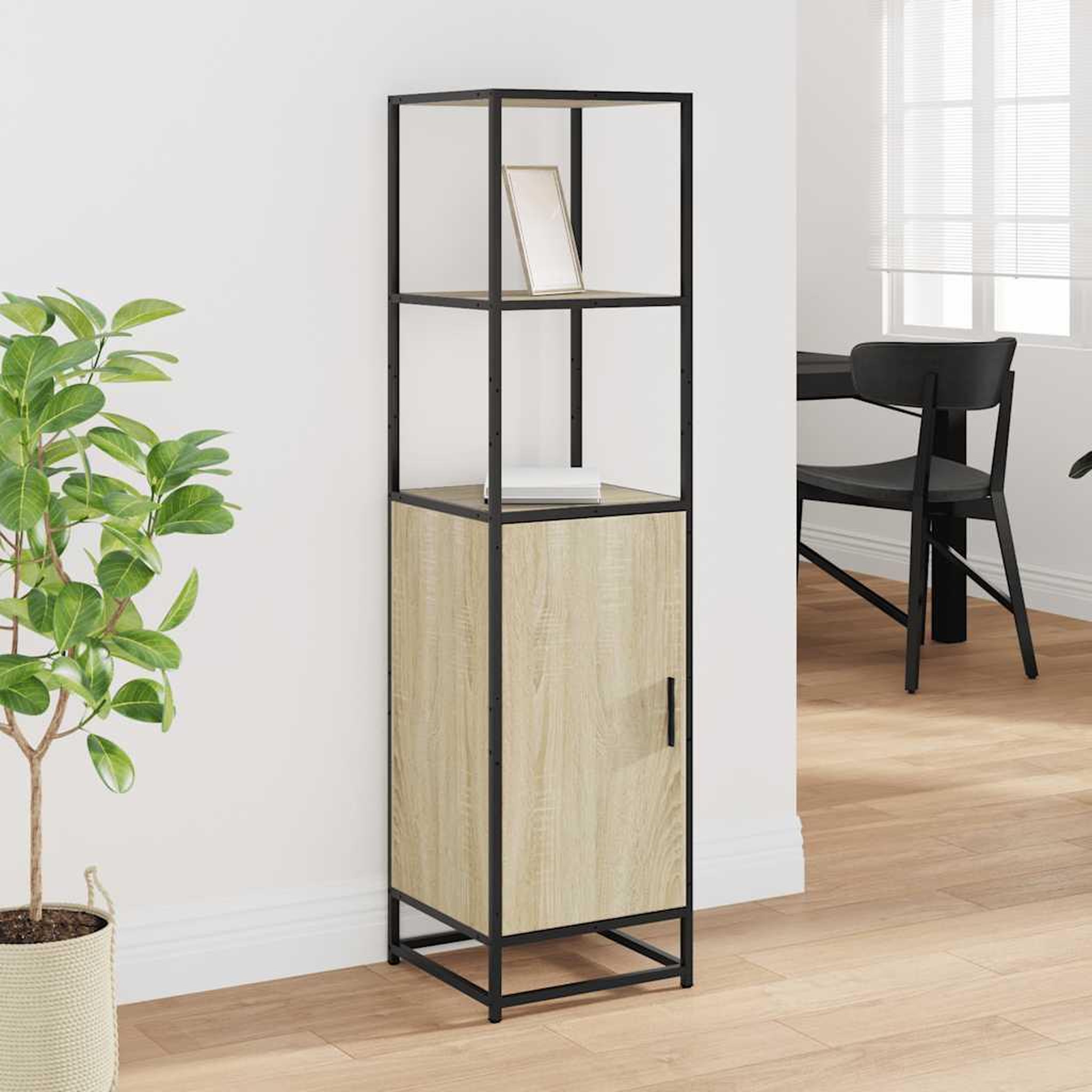 Voir la diapositive 3 : VIDAXL Buffet haut chene sonoma 35,5x35x139 cm bois d'ingenierie metal