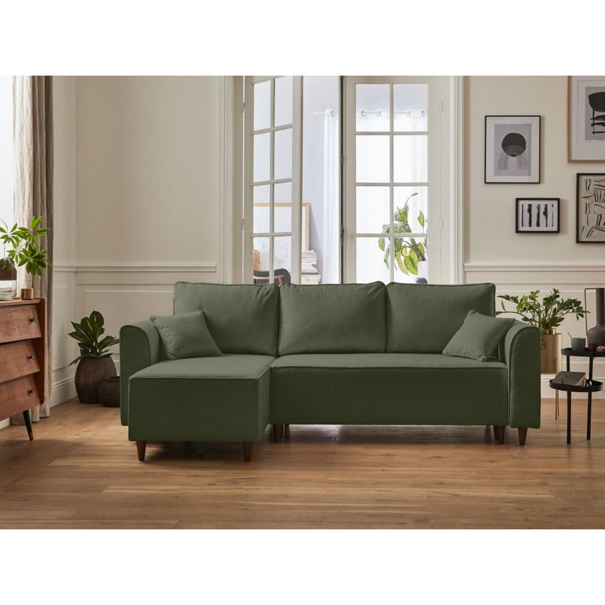 BEST MOBILIER Saphir - canapé d'angle réversible 4 places - convertible - avec coffre - en tissu