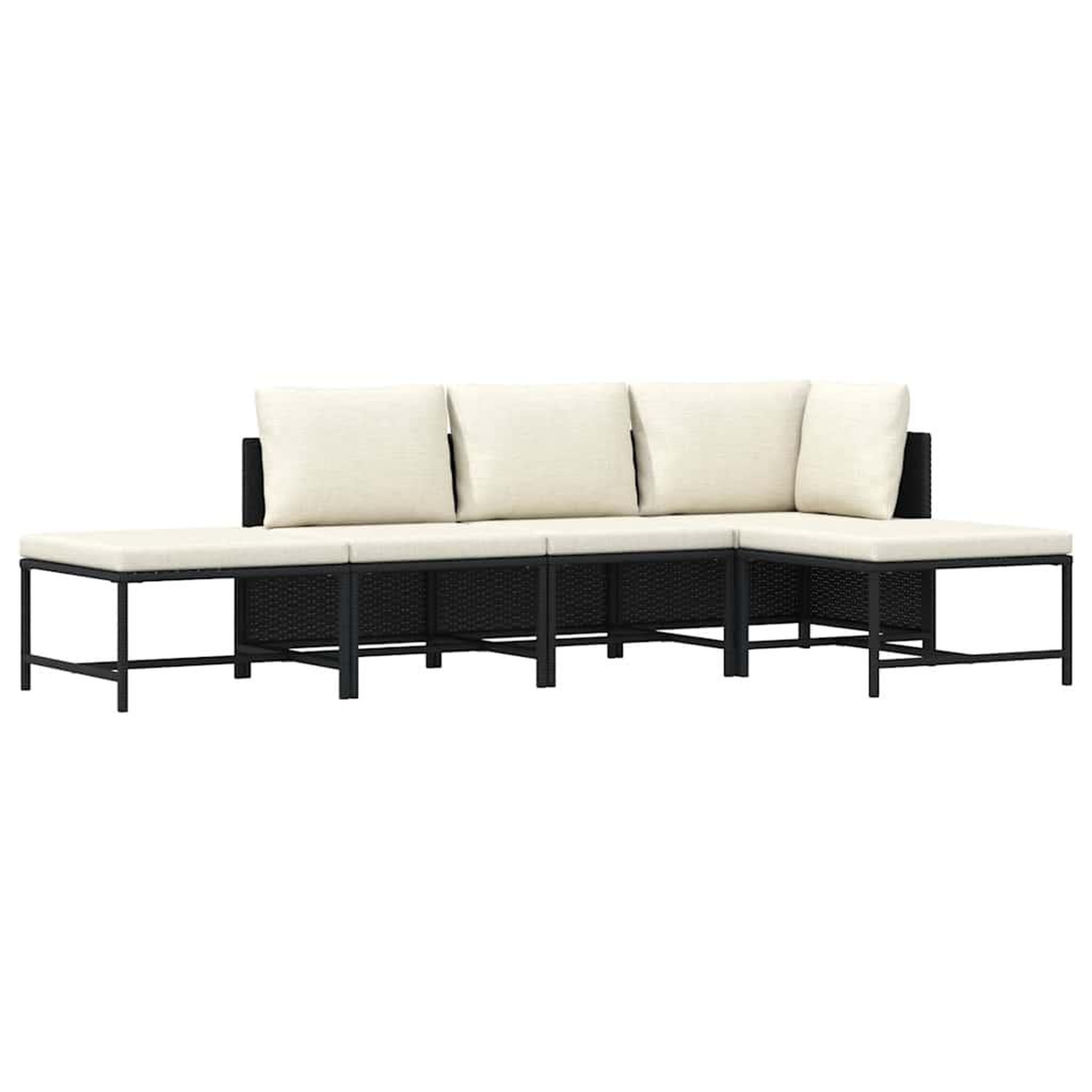 VIDAXL Salon de jardin 5 pcs avec coussins noir resine tressee