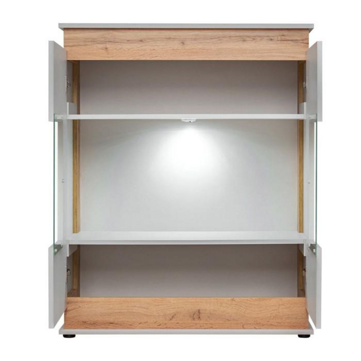 Paris Prix Vitrine Led 2 Portes  Berlin  111cm Gris & Naturel