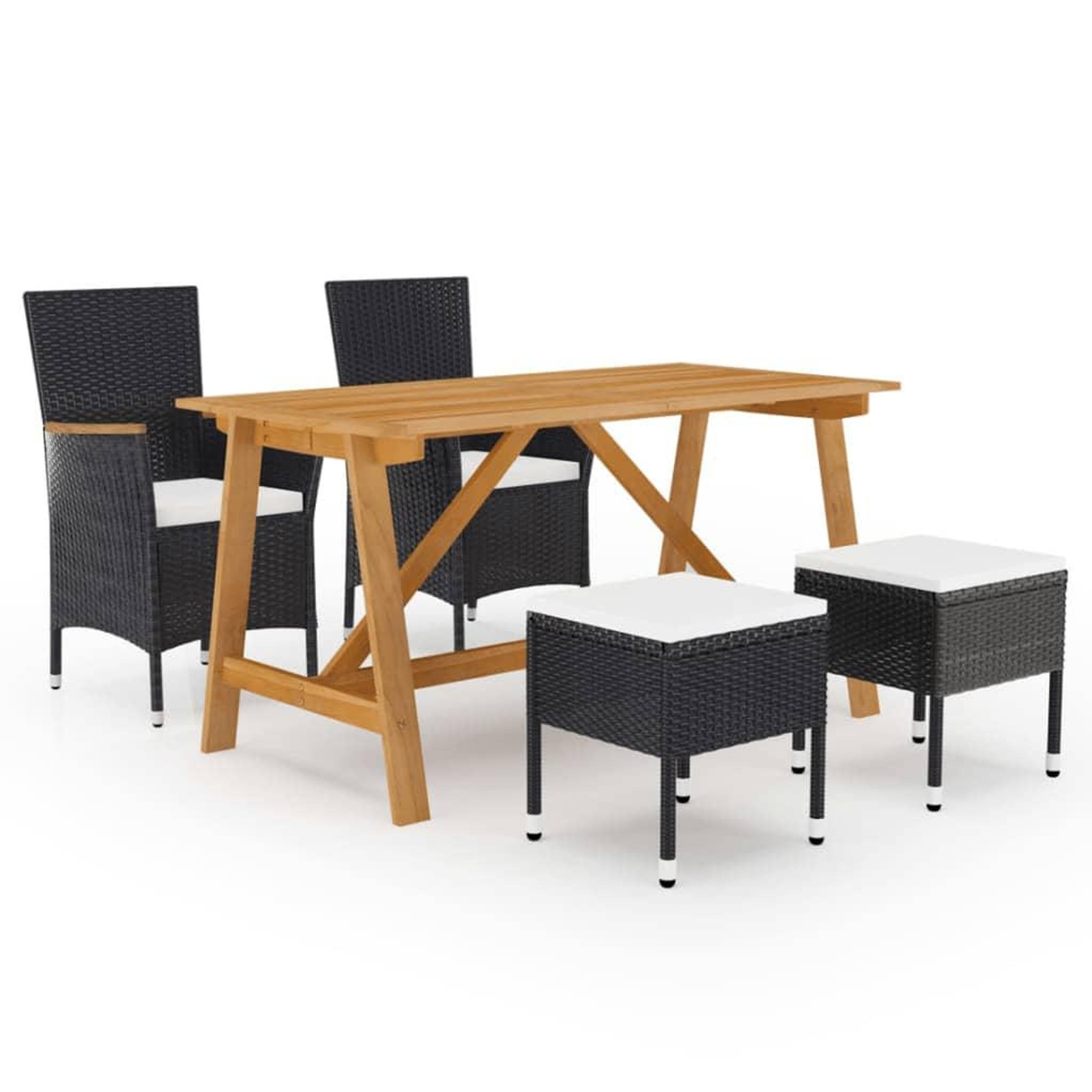 VIDAXL Ensemble a manger de jardin 5 pcs Noir