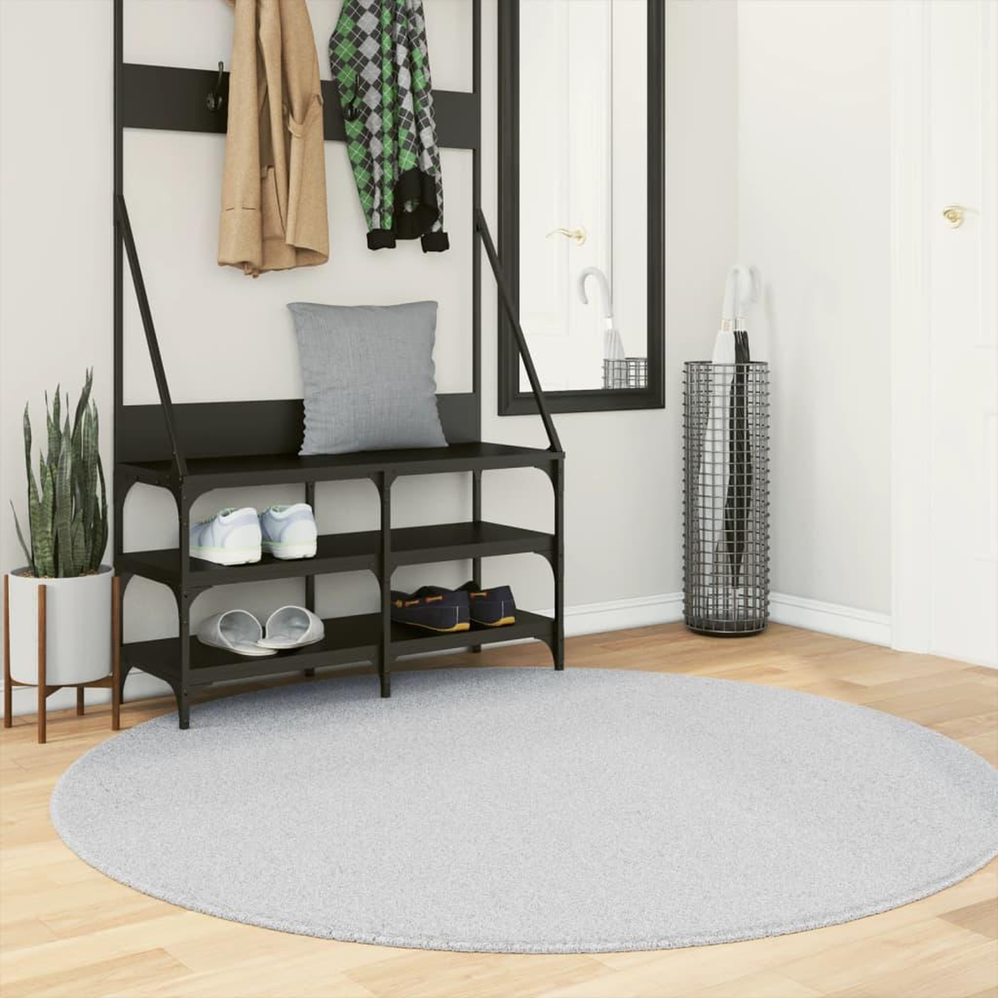 VIDAXL Tapis HUARTE a poils courts doux et lavable gris Ø 160 cm