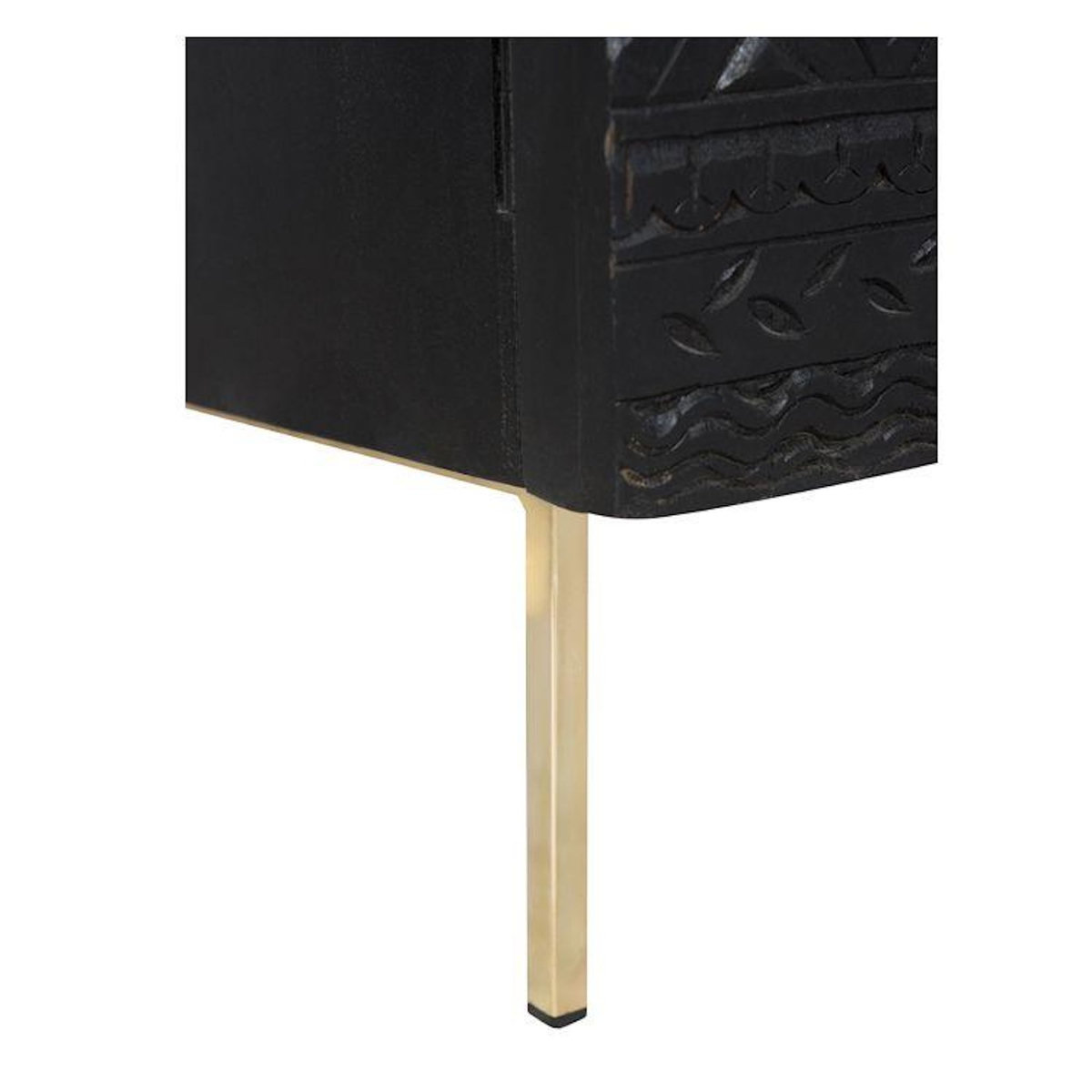 Rendez vous déco Armoire gravée en bois noir et métal doré-Chimane