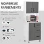 Voir la diapositive 5 : HOMCOM HOMCOM Armoire de cuisine multi-rangements 2 + 1 porte 3 tiroirs + grand plateau dim. 60L x 40l x 150H cm bicolore gris blanc