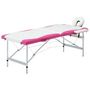 Voir la diapositive 1 : VIDAXL Table de massage pliable 2 zones Aluminium Blanc et rose