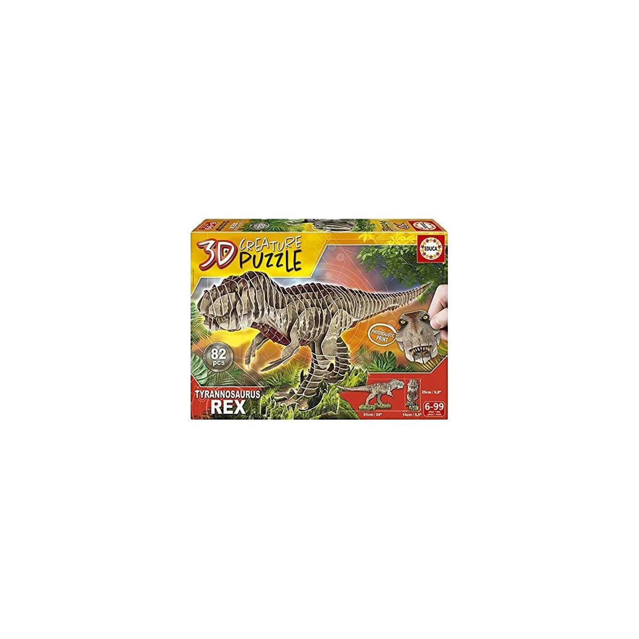 Voir la diapositive 2 : EDUCA Puzzle Educa-Borras T-Rex 3D 82 pièces