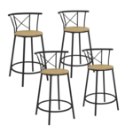 ID MARKET Lot de 4 tabourets de bar bistrot DETROIT avec dossier arrondis design industriel