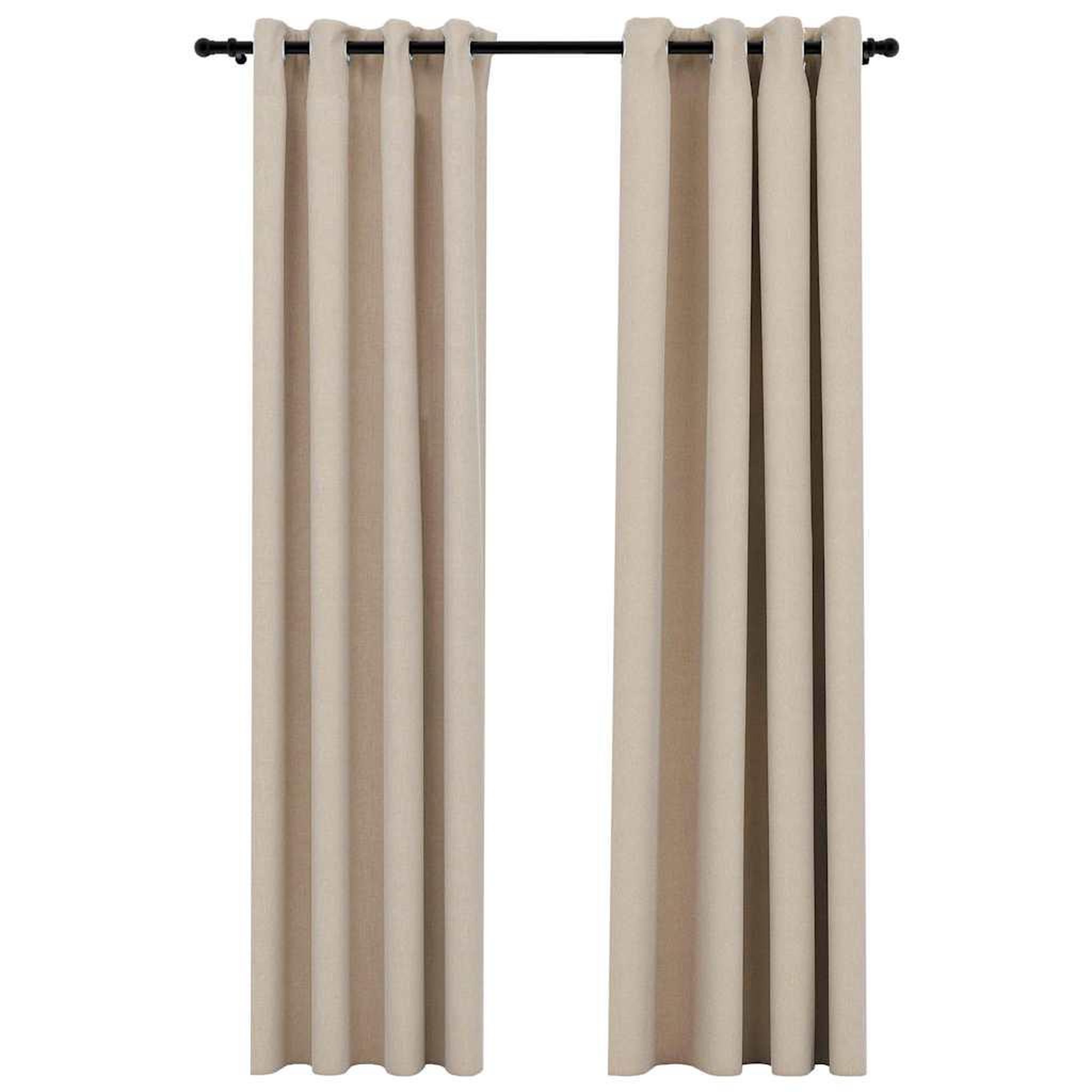 Voir la diapositive 2 : VIDAXL Rideaux occultants aspect lin avec œillets 2pcs beige 140x225cm