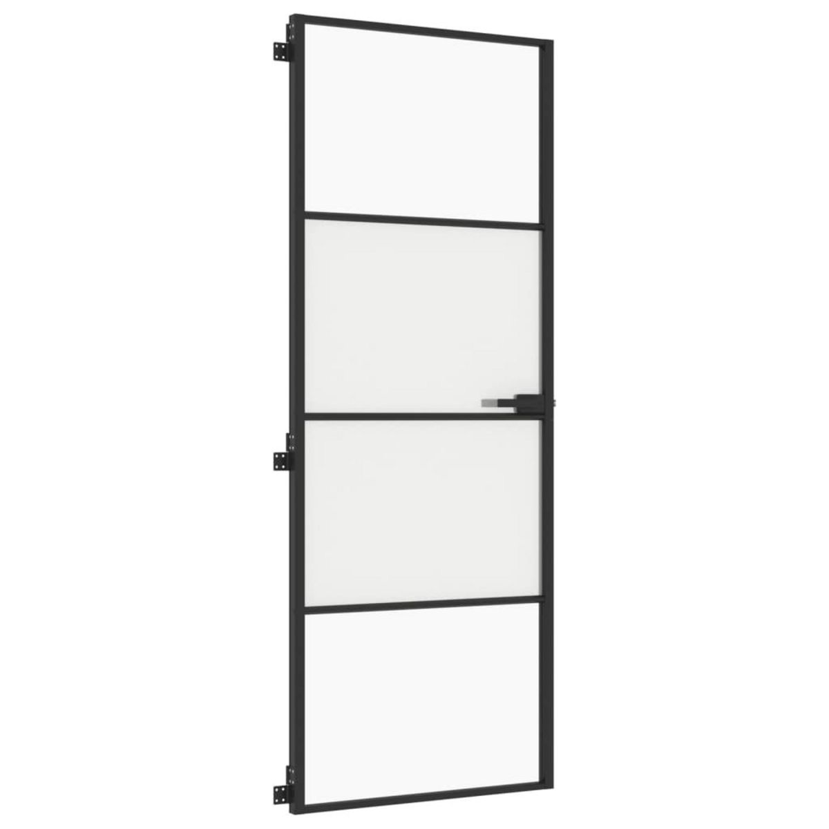 VIDAXL Porte interieure mince noir 76x201,5 cm verre trempe aluminium