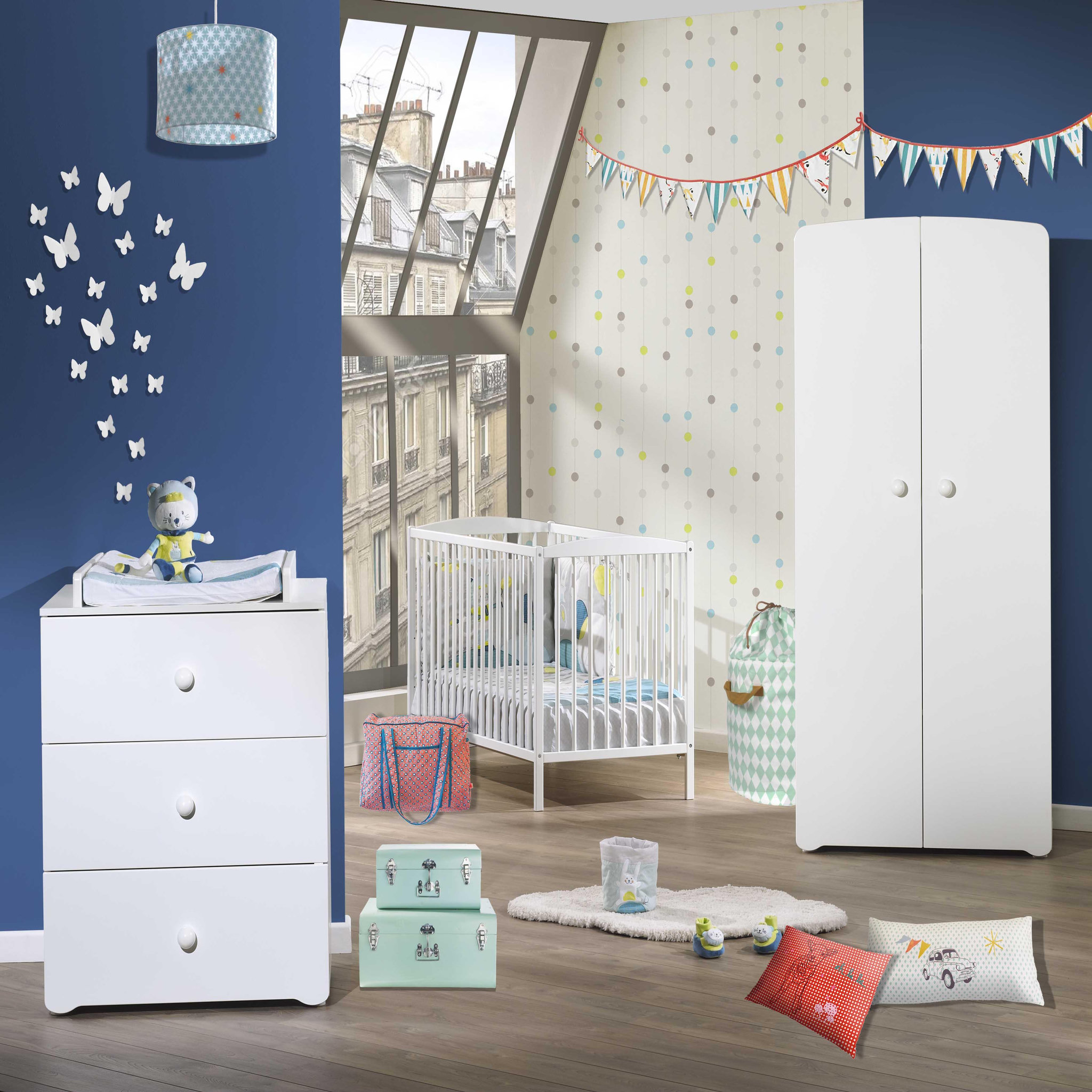 Voir la diapositive 3 : BABY PRICE Armoire chambre bébé 2 portes NEW BASIC