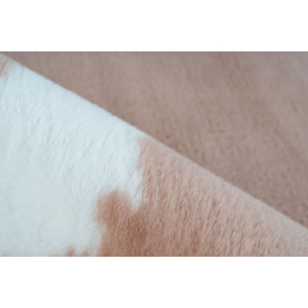 Paris Prix Tapis Imitation Fourrure  Rabbit  Taupe & Blanc