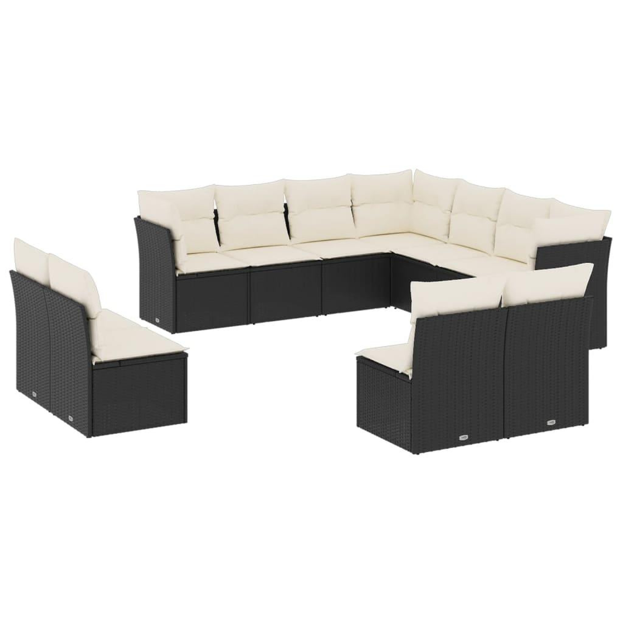 Voir la diapositive 2 : VIDAXL Salon de jardin 11 pcs avec coussins noir resine tressee