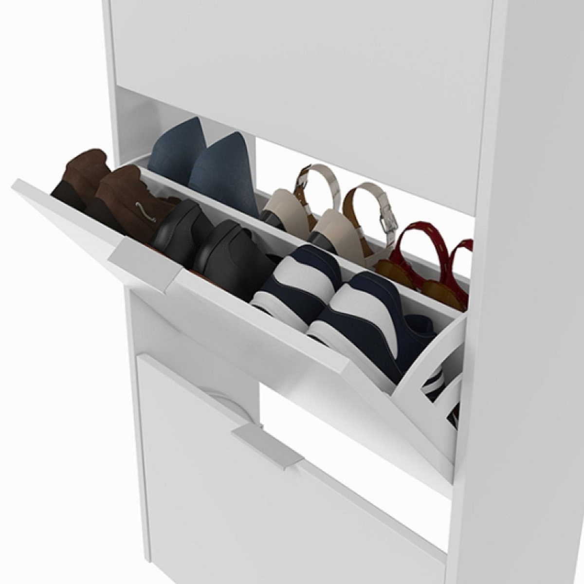 VS VENTA-STOCK Meuble à Chaussures 3 Portes Rubi, Couleur Blanc brillant, 60 cm Largeur