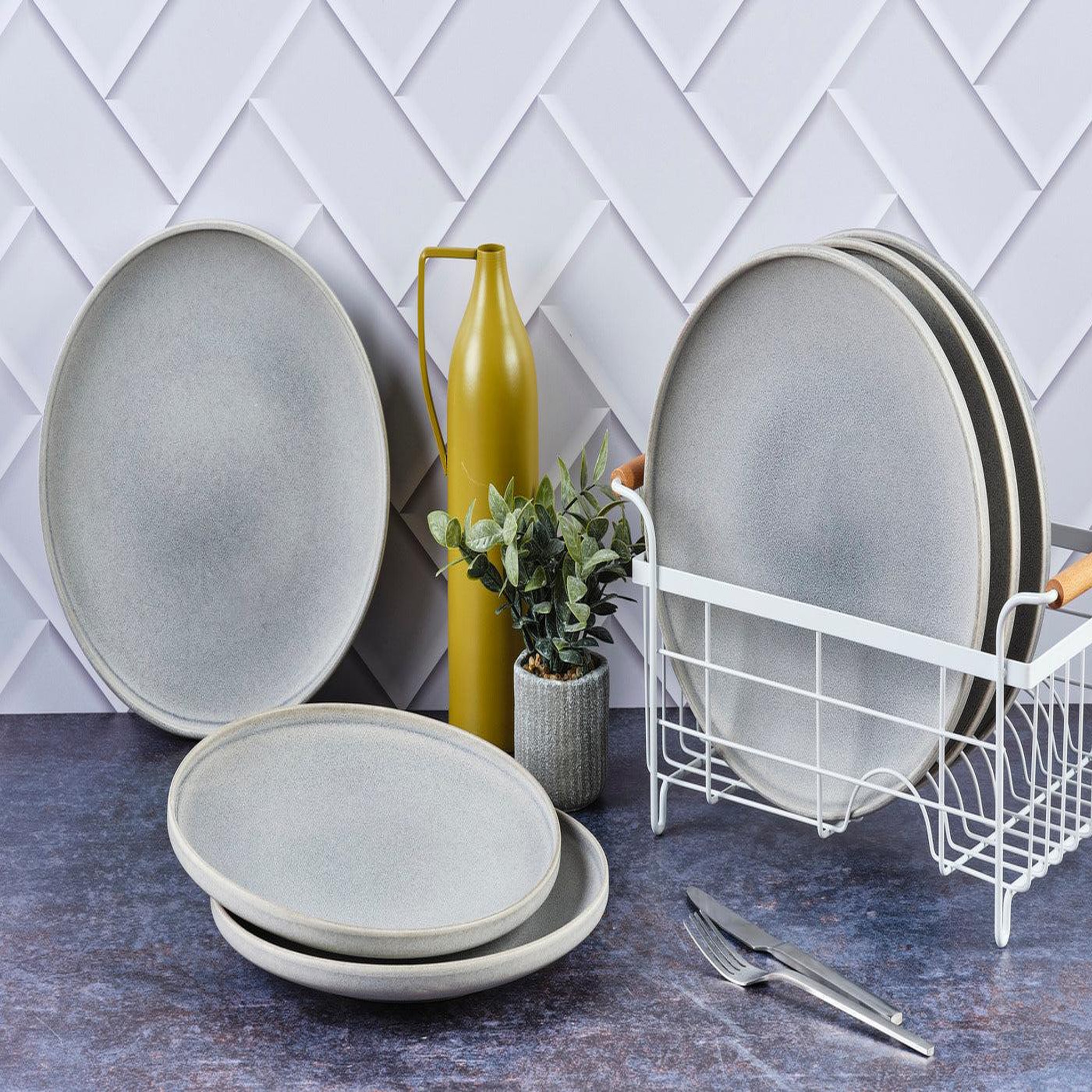Voir la diapositive 2 : BJORN Assiette stone ø27,5cm - 6 pièces - gris lune