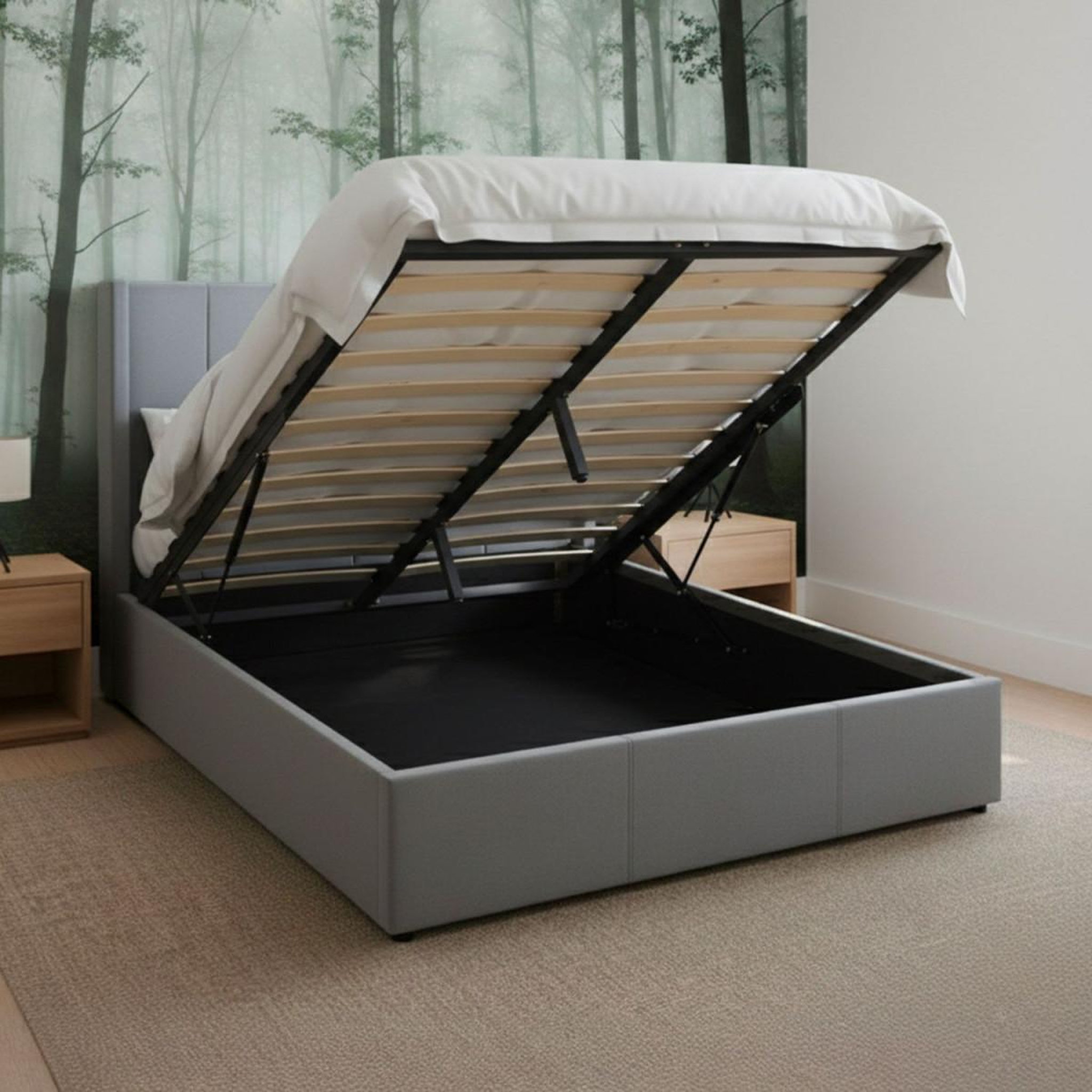 Voir la diapositive 5 : Paris Prix Pack lit coffre en velours & matelas  maggie & goodream  140x190cm gris