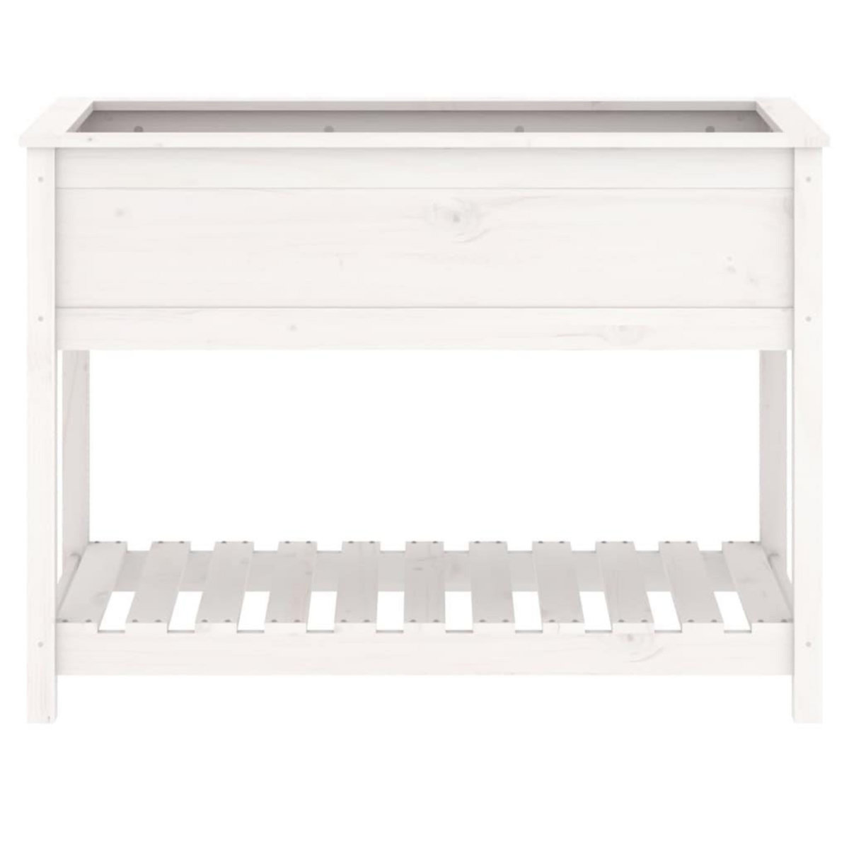 VIDAXL Jardiniere avec etagere Blanc 111,5x54x81 cm Bois massif de pin