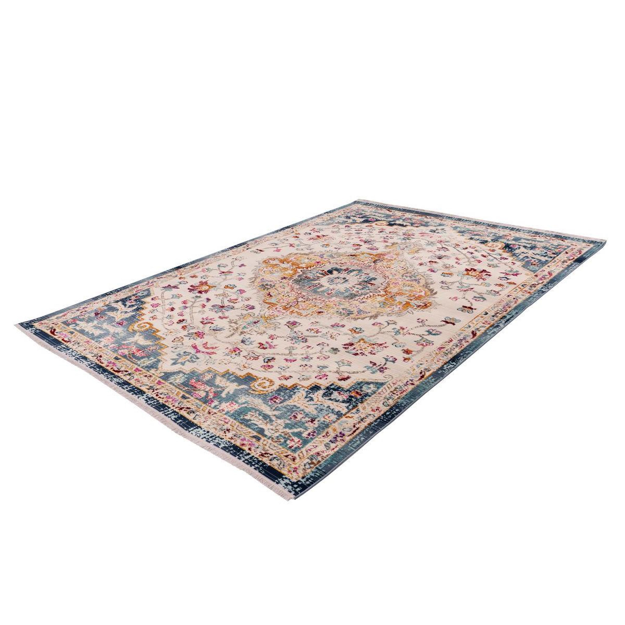 Voir la diapositive 4 : Paris Prix Tapis Oriental Effet Usé  Anouk  Blanc & Bleu