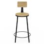 Voir la diapositive 3 : ID MARKET Lot de 4 tabourets de bar DETROIT assise ronde avec dossier design industriel