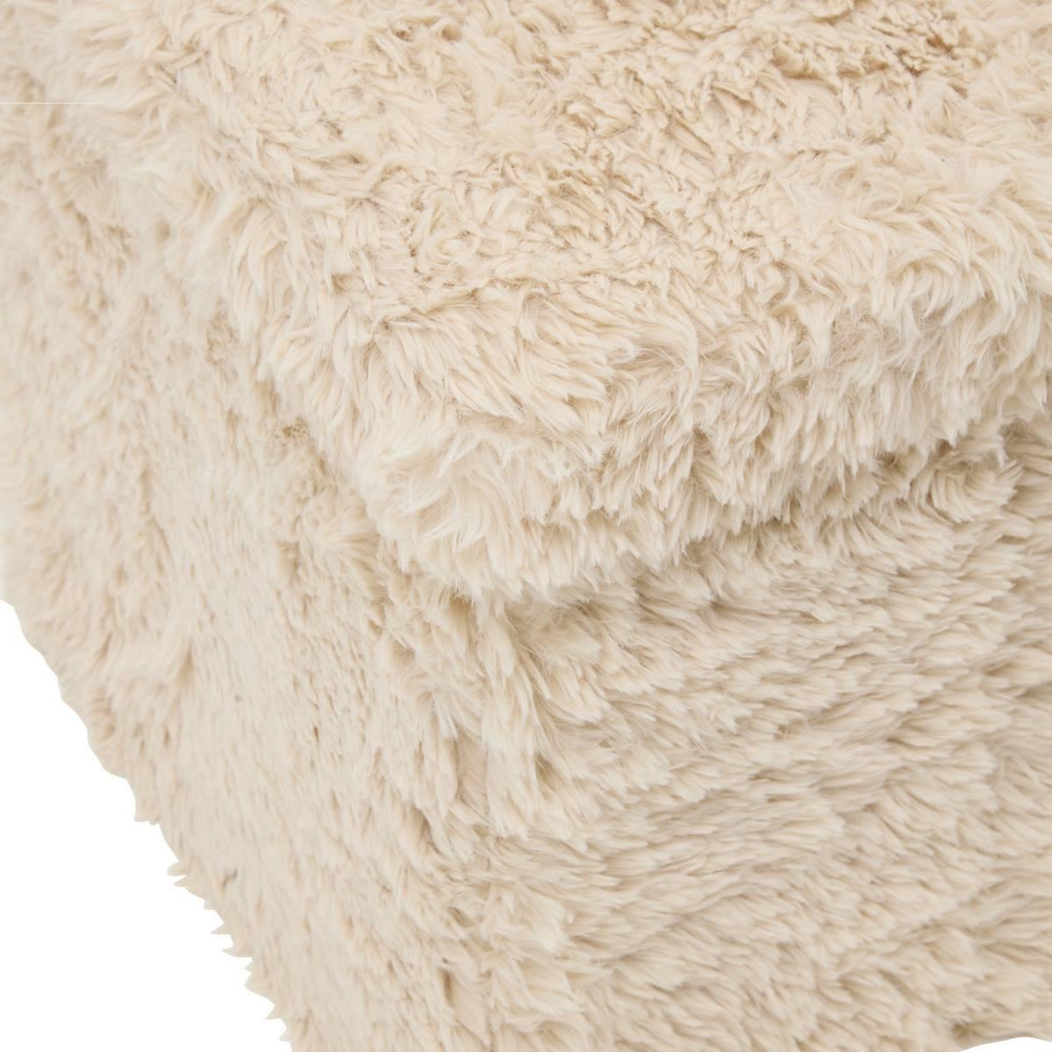 Voir la diapositive 3 : ATMOSPHERA Pouf Coffre Imitation Fourrure  Duvia  38cm Beige Lin