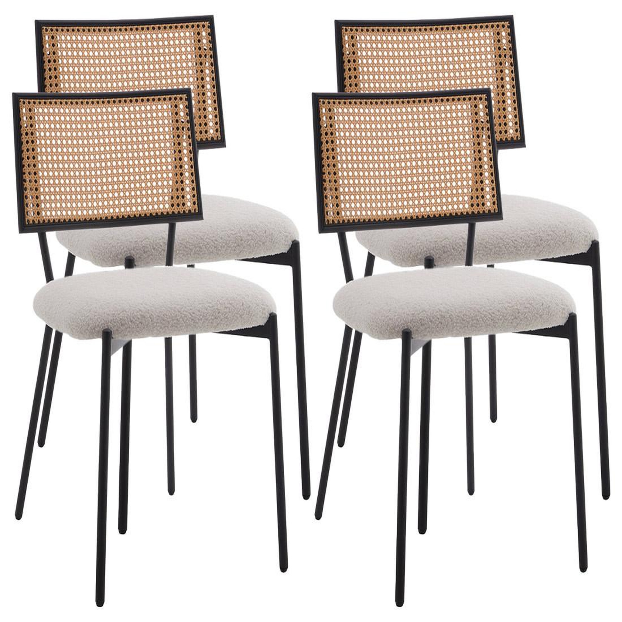 Voir la diapositive 1 : LISA DESIGN Luciano - lot de 4 chaises - en tissu bouclette - beige