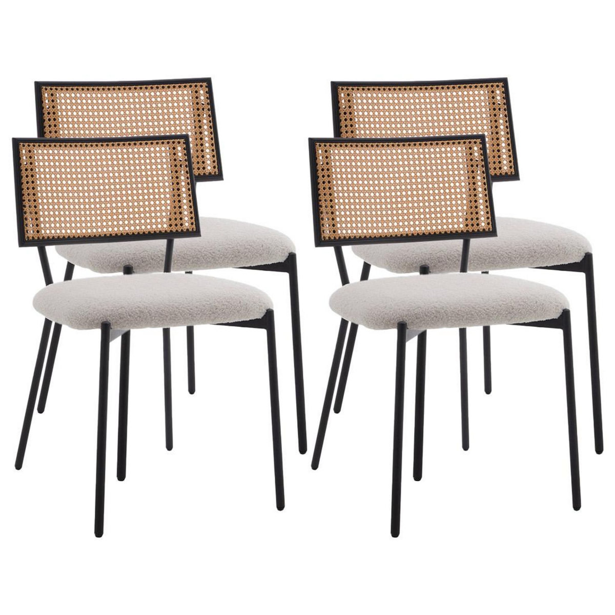 LISA DESIGN Luciano - lot de 4 chaises - en tissu bouclette - beige