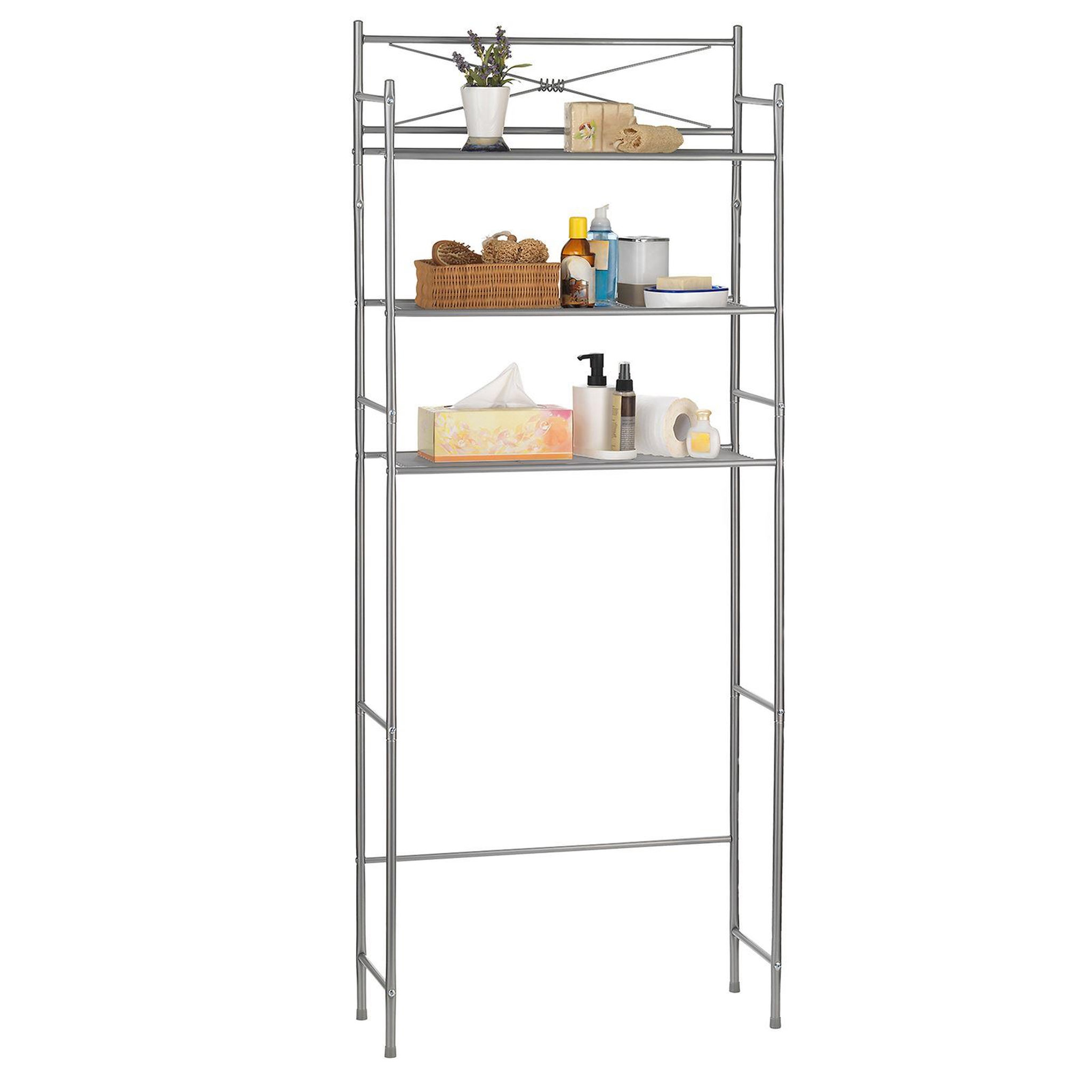 Voir la diapositive 1 : IDIMEX Etagère de salle de bain marsa, rangement pour wc/lave-linge, en métal