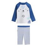 Petit Béguin Maillot de bain bébé 2 pièces t-shirt et pantalon de protection UV Brasilia. Coloris disponibles : Bleu