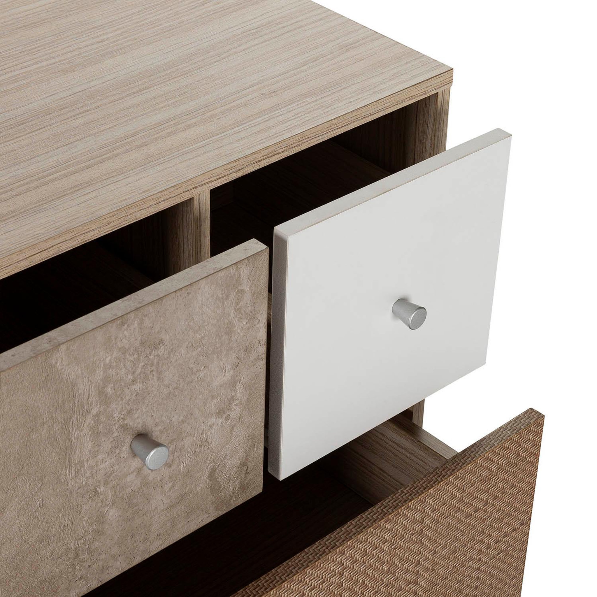 Voir la diapositive 5 : VS VENTA-STOCK Buffet Maia 2 portes 4 tiroirs multicolores
