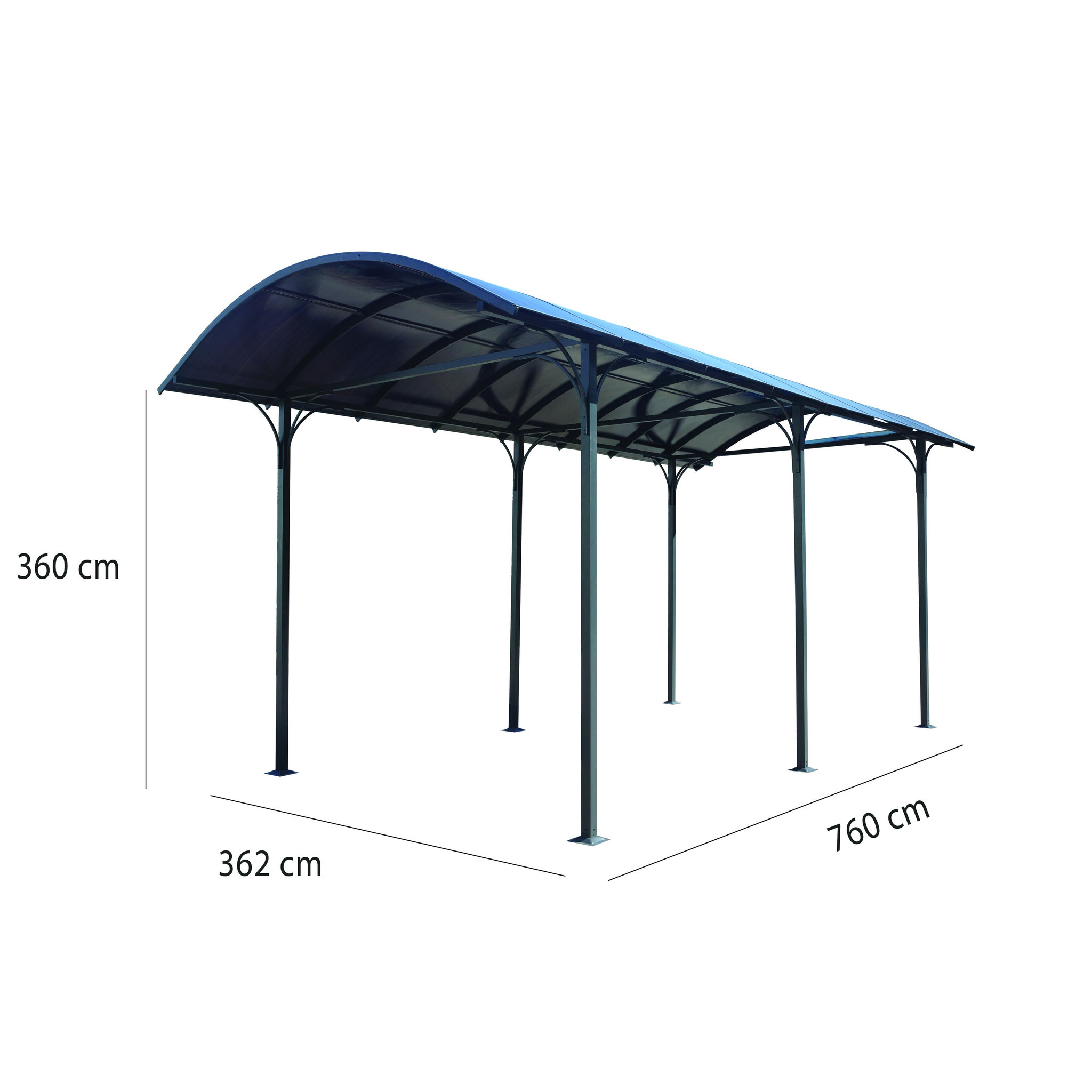 Voir la diapositive 2 : Carport Camping-Car Aluminium - Anthracite - 27,51m² - WIKIPOO
