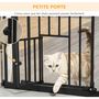 Voir la diapositive 6 : PAWHUT Barrière de sécurité chien H.104 cm - porte double verrouillage - sans perçage - acier noir