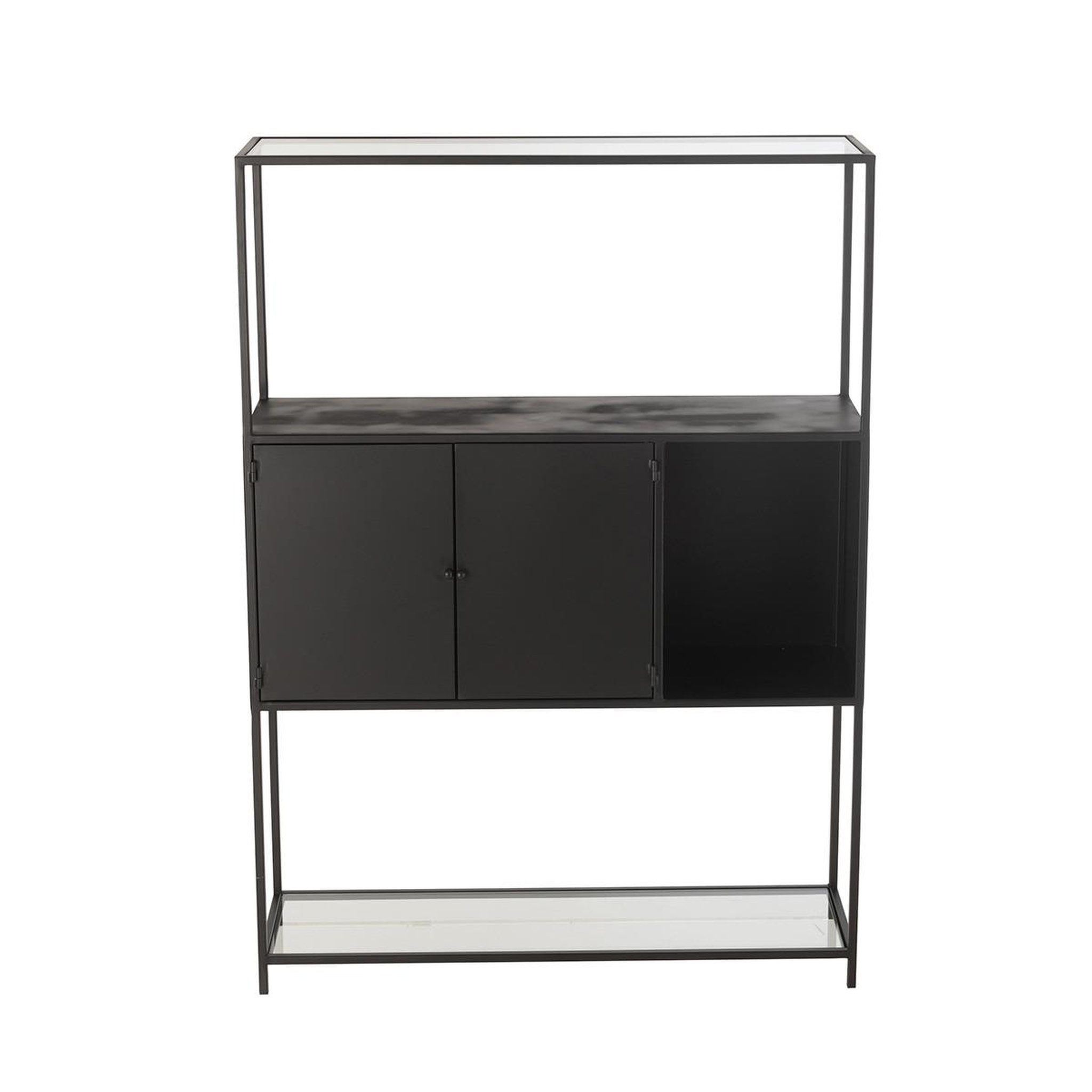 Voir la diapositive 2 : J-LINE Étagère 2 Portes en Métal  Maryanne  126cm Noir