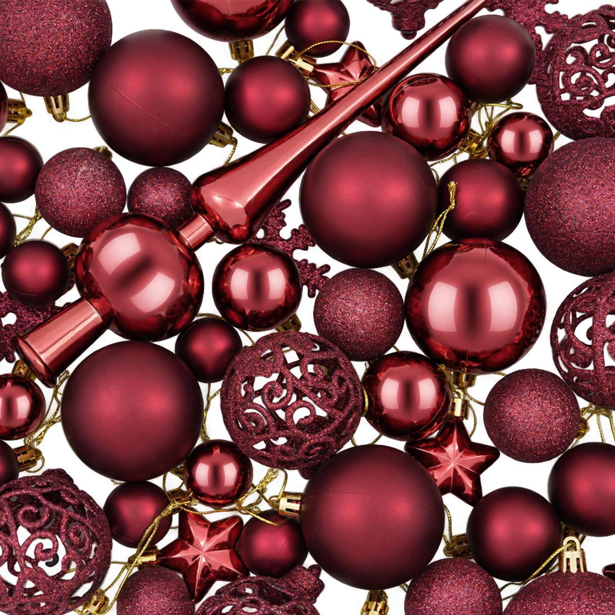 Voir la diapositive 6 : VIDAXL Ensemble de boules de Noël 111 pc Bordeaux Diam. 6 cm