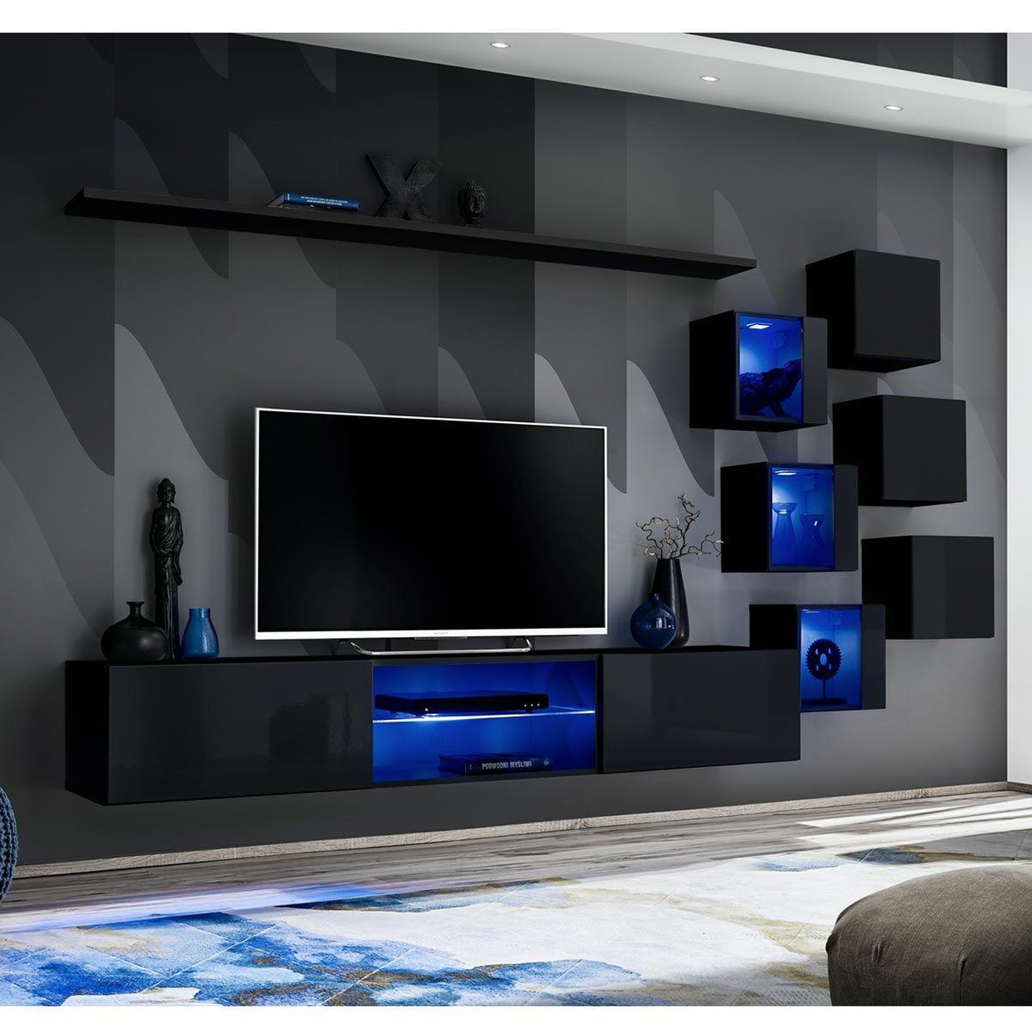 Paris Prix Ensemble meuble tv design  switch xxi  260cm noir