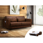 LISA DESIGN Allan - canapé 3 places convertible express couchage quotidien 140 cm matelas 12 cm en microfibre. Coloris disponibles : Marron