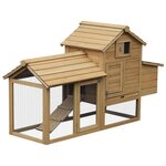 PAWHUT Petit poulailler cottage cage à poules sur pied dim. 151L x 54l x 87H cm multi-équipement bois massif de pin