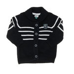 ELLE EST OU LA MER Gilet Marinière /Blanc Garçon EOM Gila. Coloris disponibles : Bleu