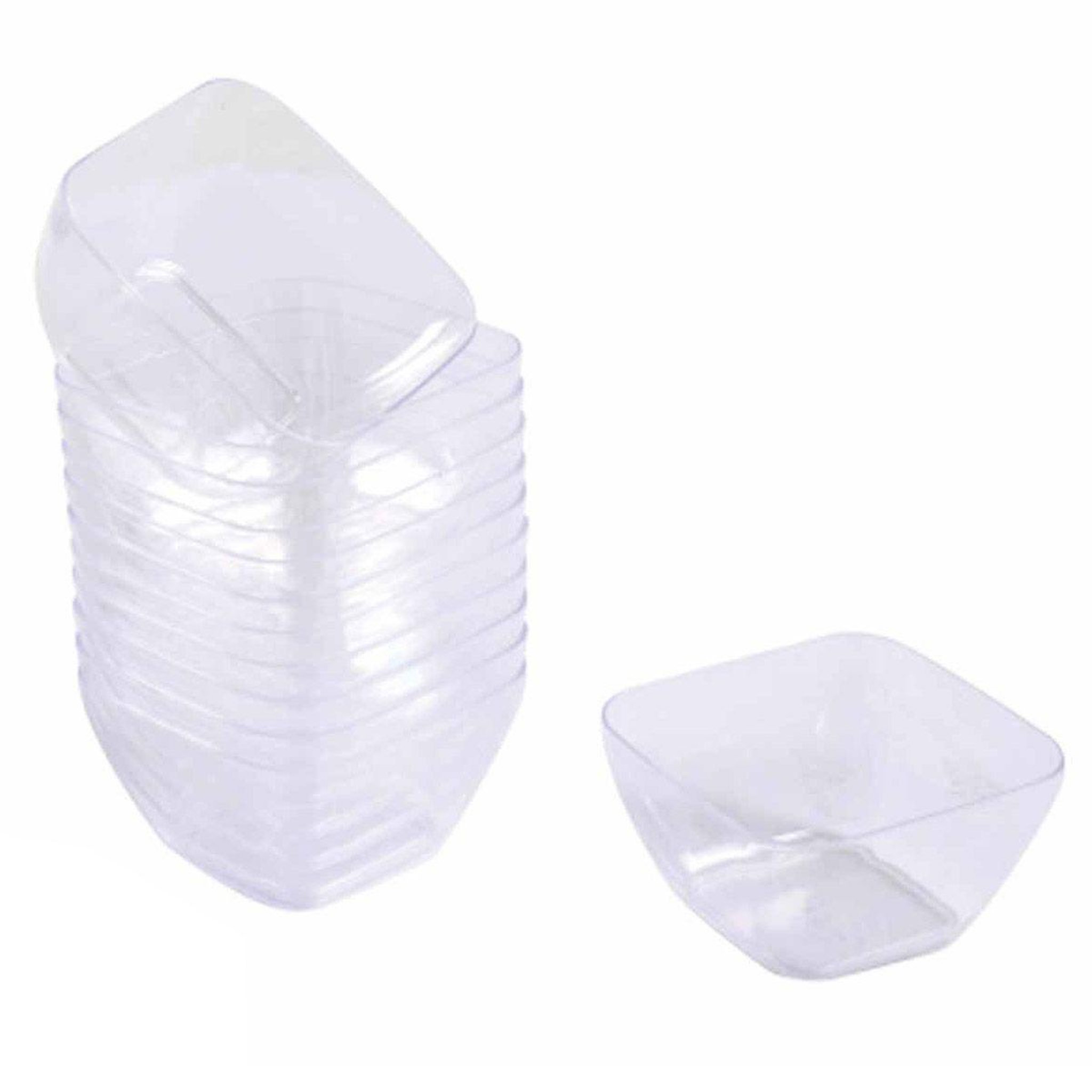 HOMEA Lot de 25 verrines cubes en plastique réutilisable  mini apéritif  4,5cl transparent