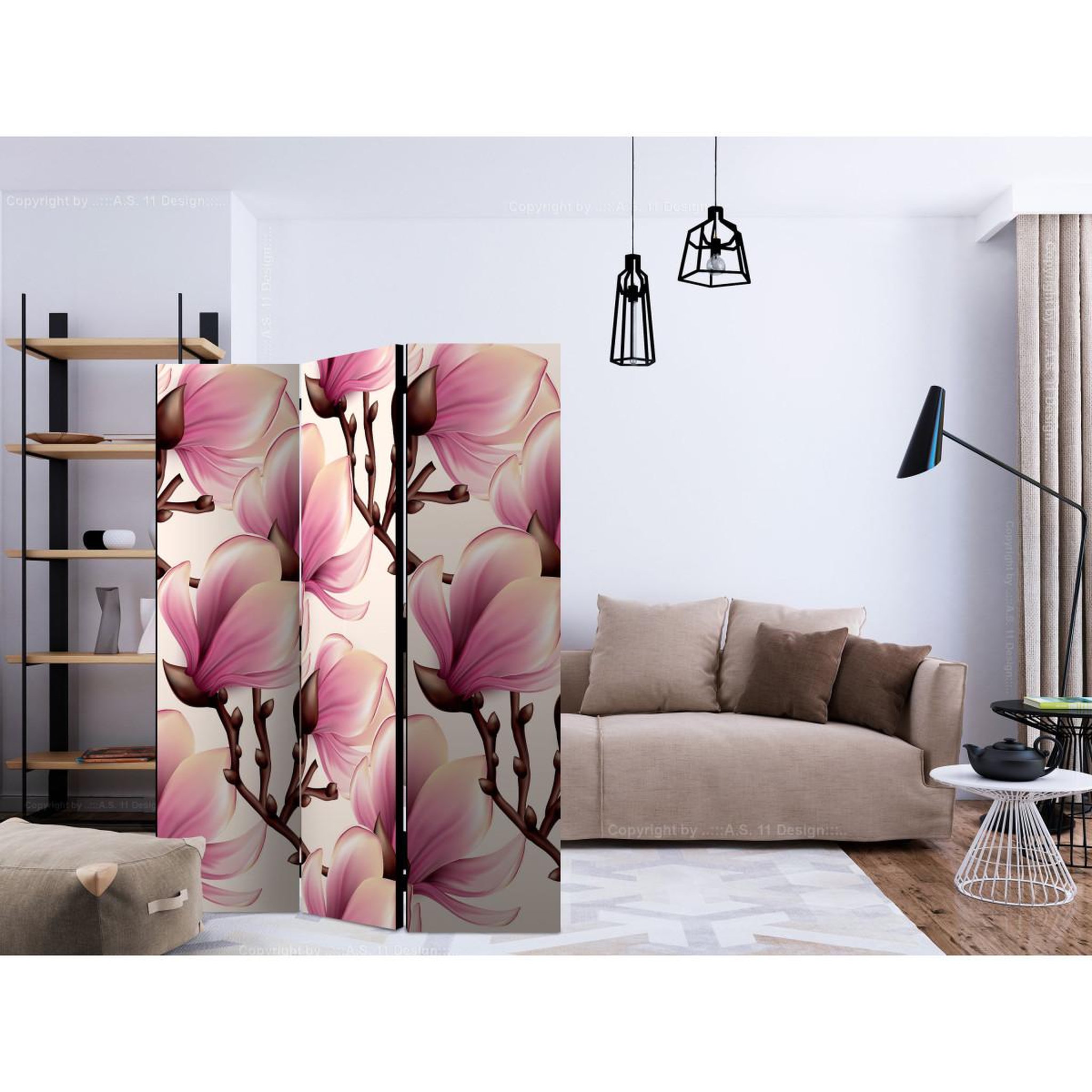 Voir la diapositive 2 : Paris Prix Paravent 3 volets  blooming magnolias  135x172cm