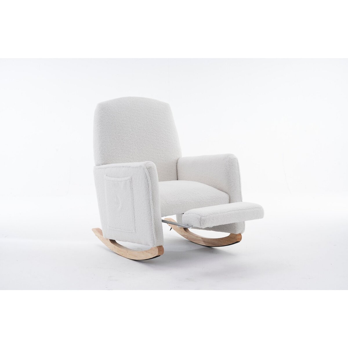 MERAX Fauteuil à Bascule Rocking Chair Avec Repose-pieds Extensible Blanc