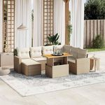 VIDAXL Salon de jardin avec coussins 8 pcs beige resine tressee