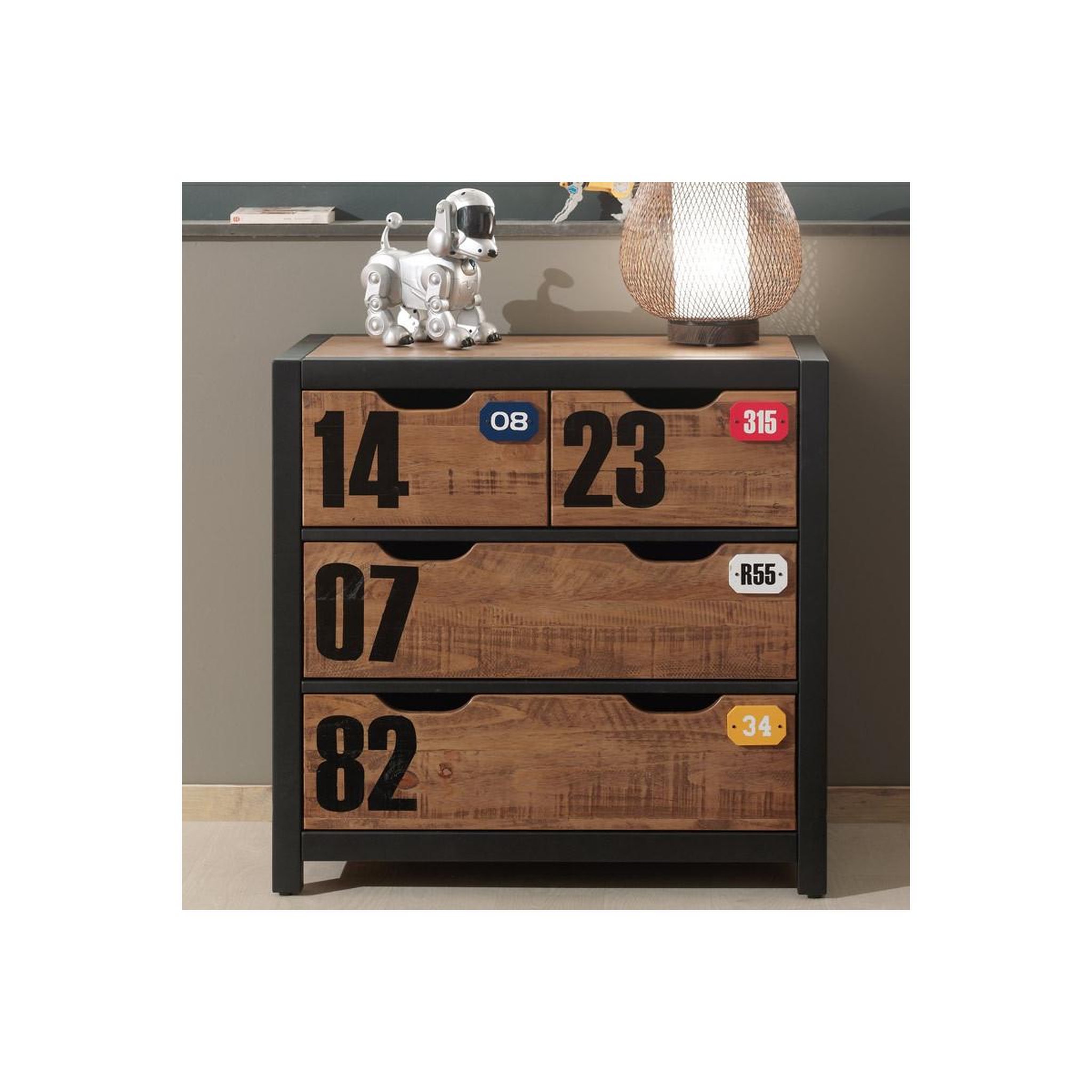 Voir la diapositive 3 : Paris Prix Commode 3 tiroirs  alex  83cm marron & noir