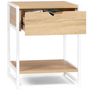 Voir la diapositive 4 : ID MARKET Lot de 2 tables de chevet DETROIT 1 tiroir avec tablette bois et métal blanc design industriel