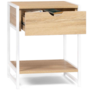 Voir la diapositive 4 : ID MARKET Lot de 2 tables de chevet DETROIT 1 tiroir avec tablette bois et métal blanc design industriel