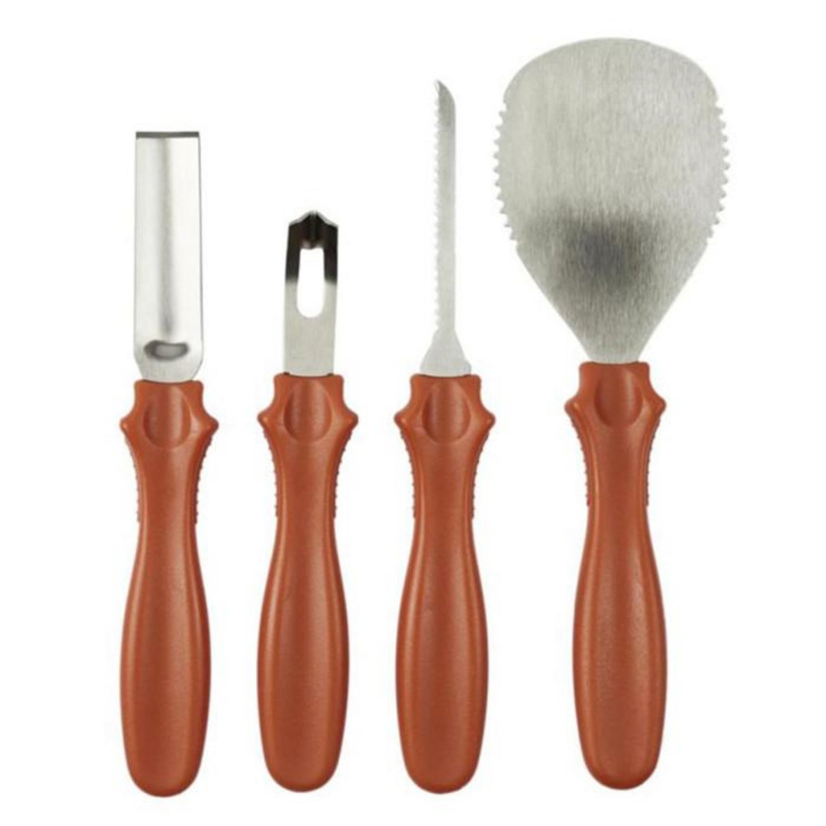 Paris Prix Lot de 4 Ustensiles de Sculpture  Citrouille  27cm Orange