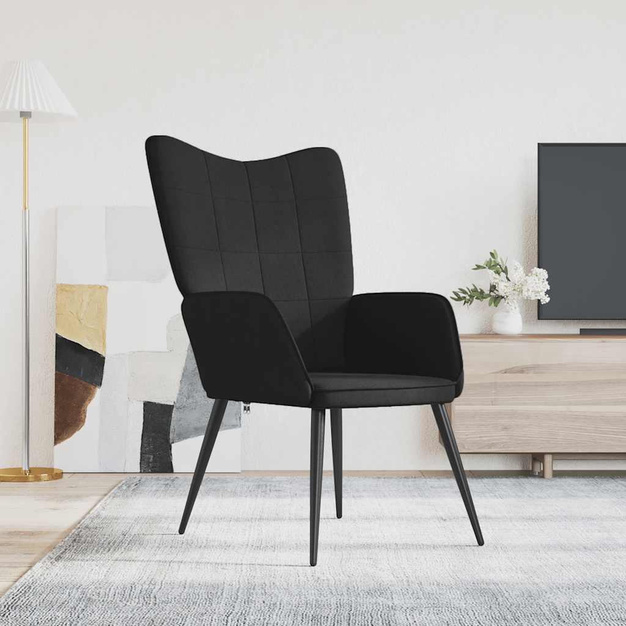 Voir la diapositive 1 : VIDAXL Chaise de relaxation Noir Tissu